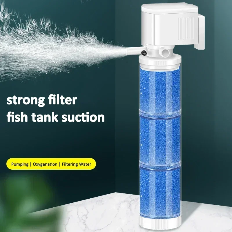 

3 In 1 Built-in Filter Fish Tank Water Pump Strong Filtration Aquarium Internal Filter Oxygen-increasing Wave-making Filter Pump