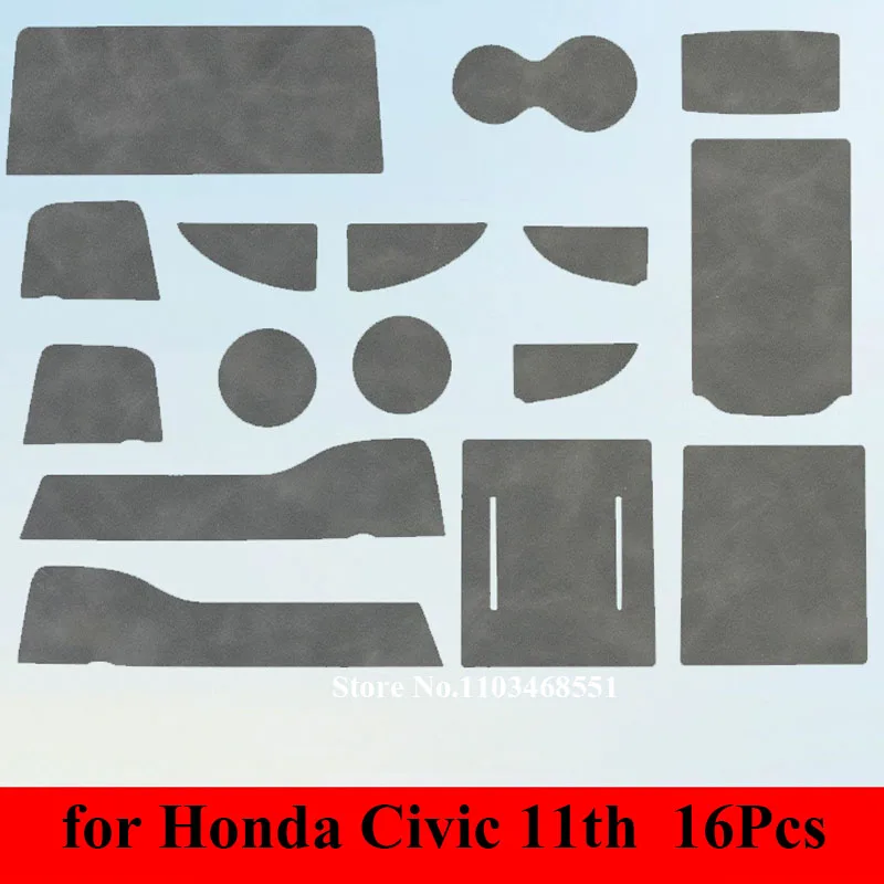 

For Honda Civic 11th Gen 2022 2023 2024 Top Suede Car Interior Door Groove Mats Gate Slot Pad Non-slip Cup Mat Decoration