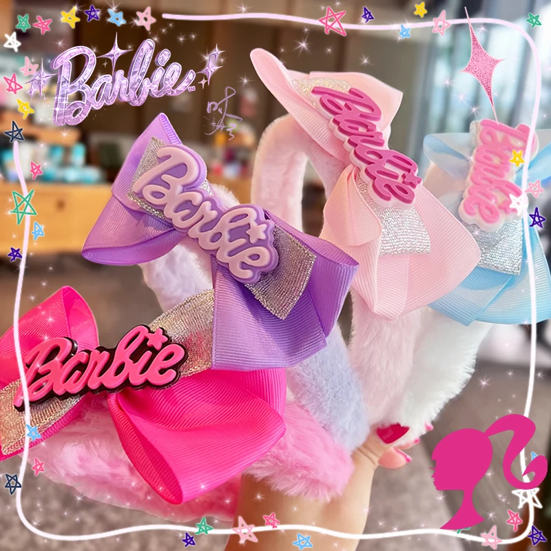 

Barbie Headband Kawaii Bow Plush Stylish Hair Decoration Lovely Trendy Hairband Fashion Sweet Girls Kids Gifts Cute Ornaments