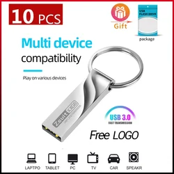 10pcs/Wholesale USB Flash Drive 64GB Thumb Drives Key Memory Stick 4GB Waterproof Pendrive for Storage Backup Free Logo U Disk