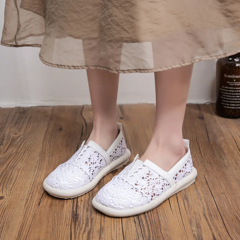 

Concise Flat Bottomed Mesh Single Shoes for Women Hollow Sandals for Women Breathable Mesh Shoes Soft Soled Work Shoes Loafers