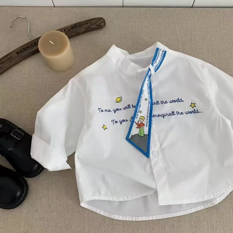 

Fashion Baby Girl Boy Cotton Cartoon Print Shirt Tie Infant Toddler Child Shirt Spring Autumn Summer Baby Casual Clothes