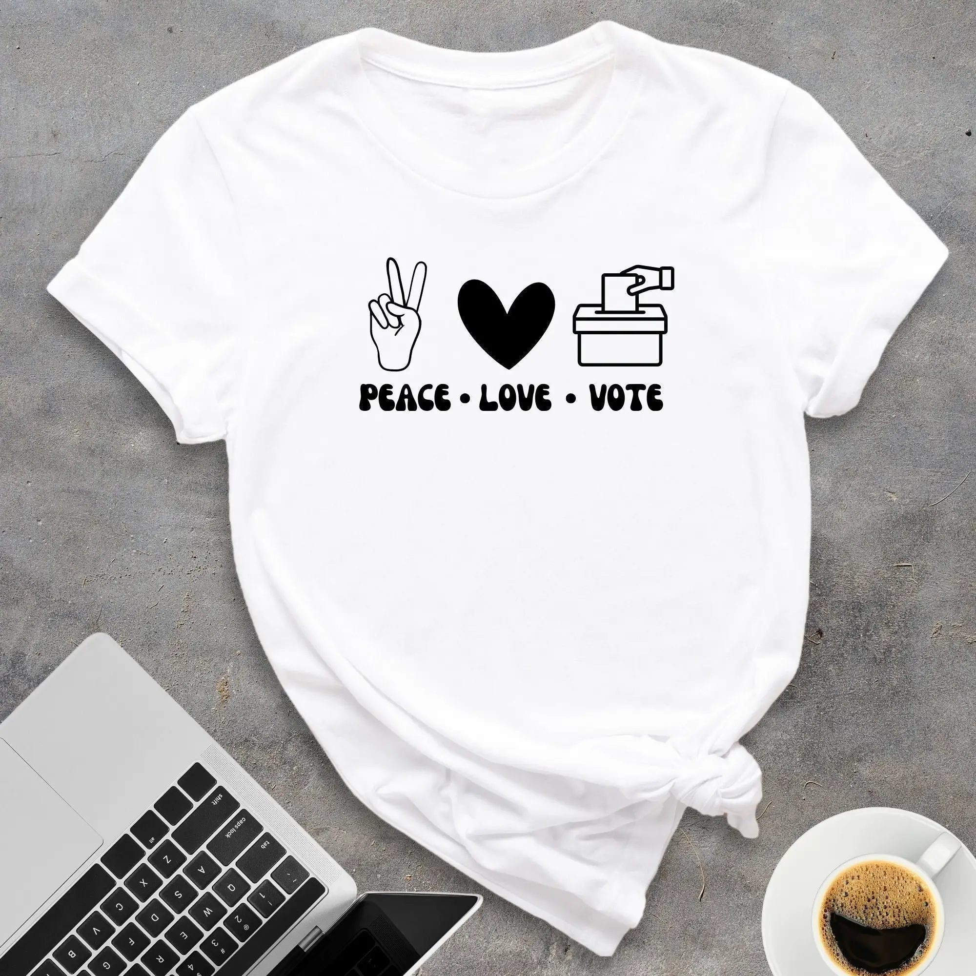 Футболка Peace Love and Vote 2024, голосовое весело, поощрительная, простой дизайн, президентские выборы США