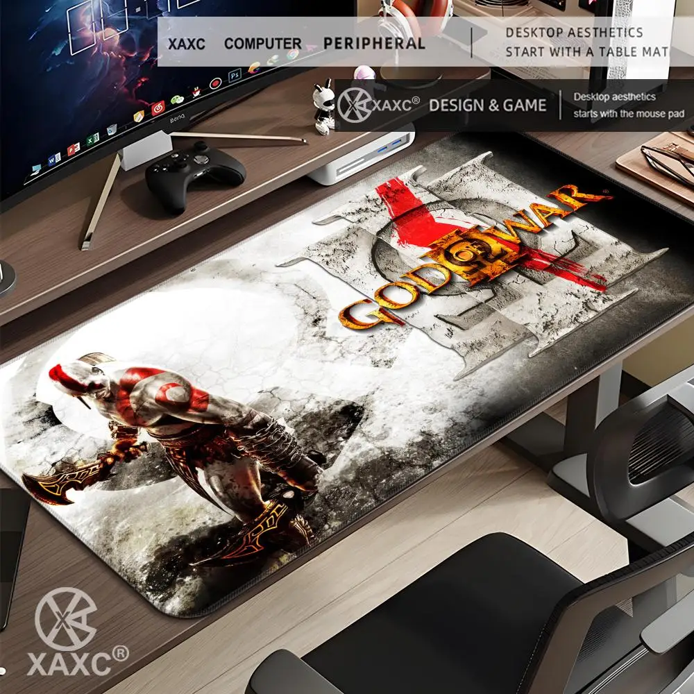 Mouse Pad G-God Of W-War Large Keyboard Mouse Desk Pad XXL Non-Slip Rubber Gaming Mouse Pad Laptop Mouse Carpet HYBXXC