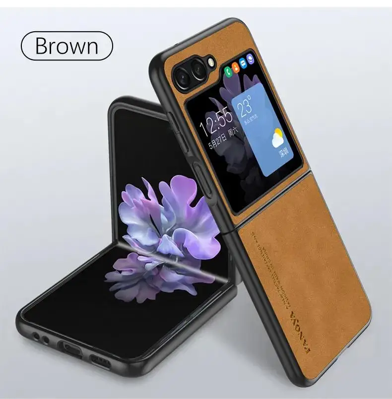 حافظة لهاتف سامسونج جالاكسي Z Flip6 Flip5 Flip4 Flip3 5g حافظة جلدية فاخرة من جلد الغنم على الوجه 6 5 4 3 غطاء مقاوم للصدمات للرجال Zflip #6