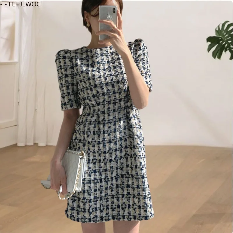 2023 sommer Kariertes Hemd Kleid Mode Frauen Chic Korea Japan Stil Mädchen Kleidung Büro Dame Arbeit Nette Taste Feminine Kleider