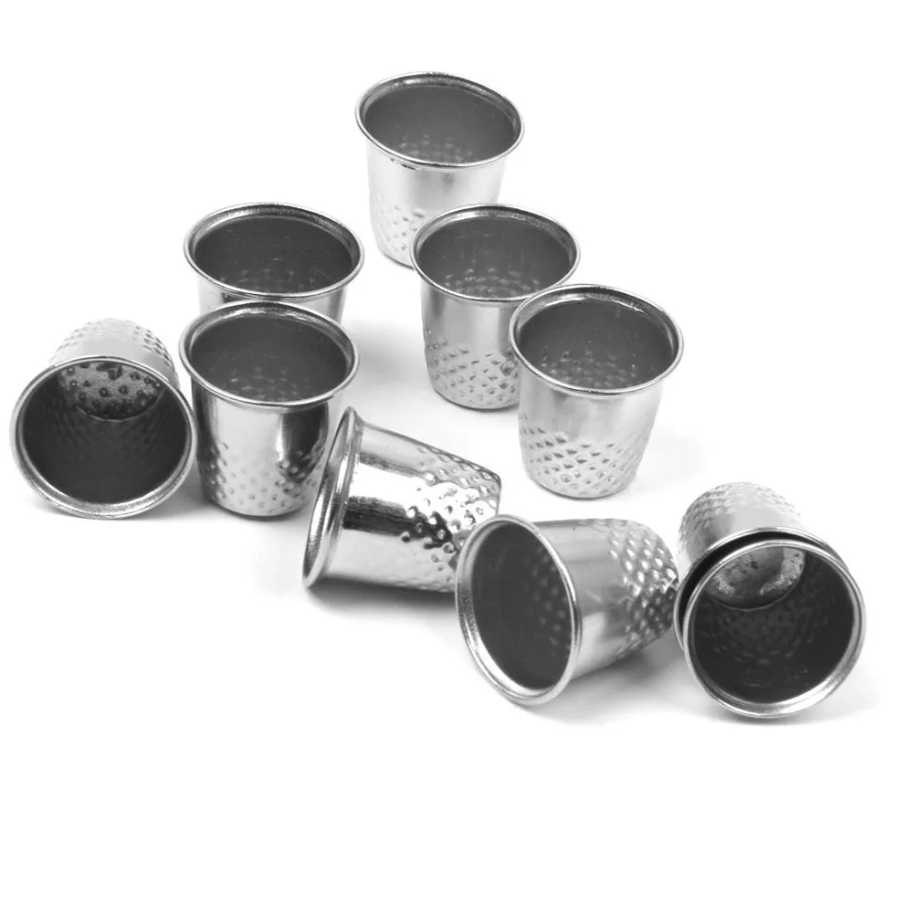 

10 Pcs Thimble Silver Metal Sewing Vintage Finger Guard Set DIY Craft for Crafts