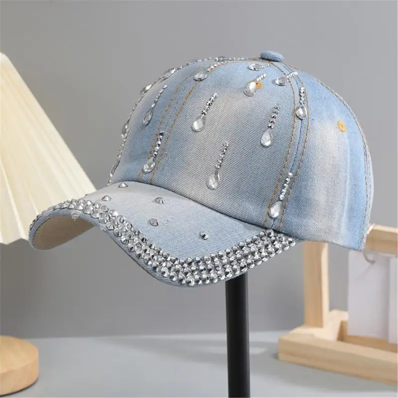 

Y3NE Unique Baseball Hat Crystal Rhinestones Ponytail Hat for Casual and Stage Wear