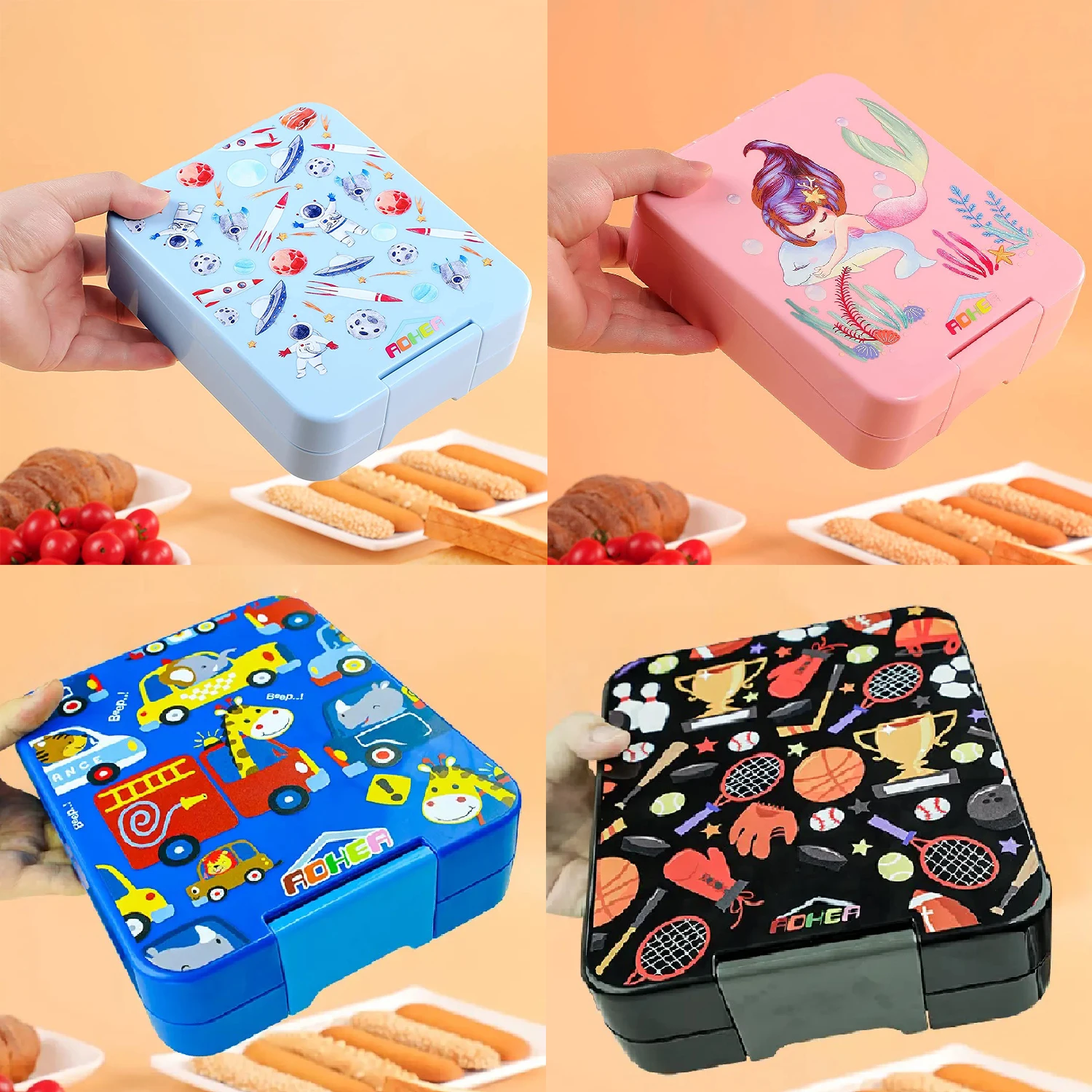 Quadrant Square Lunch Box for Teens & Office Workers School Cafeteria Camping Picnics Beach Family Kitchen Microwave Fridge Safe