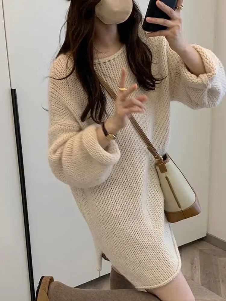 

Весна-Осень 2024, новый женский японский ленивый свитер в стиле ретро, высококачественный вязаный свитер, уникальный изысканный топ, удобная повседневная одежда