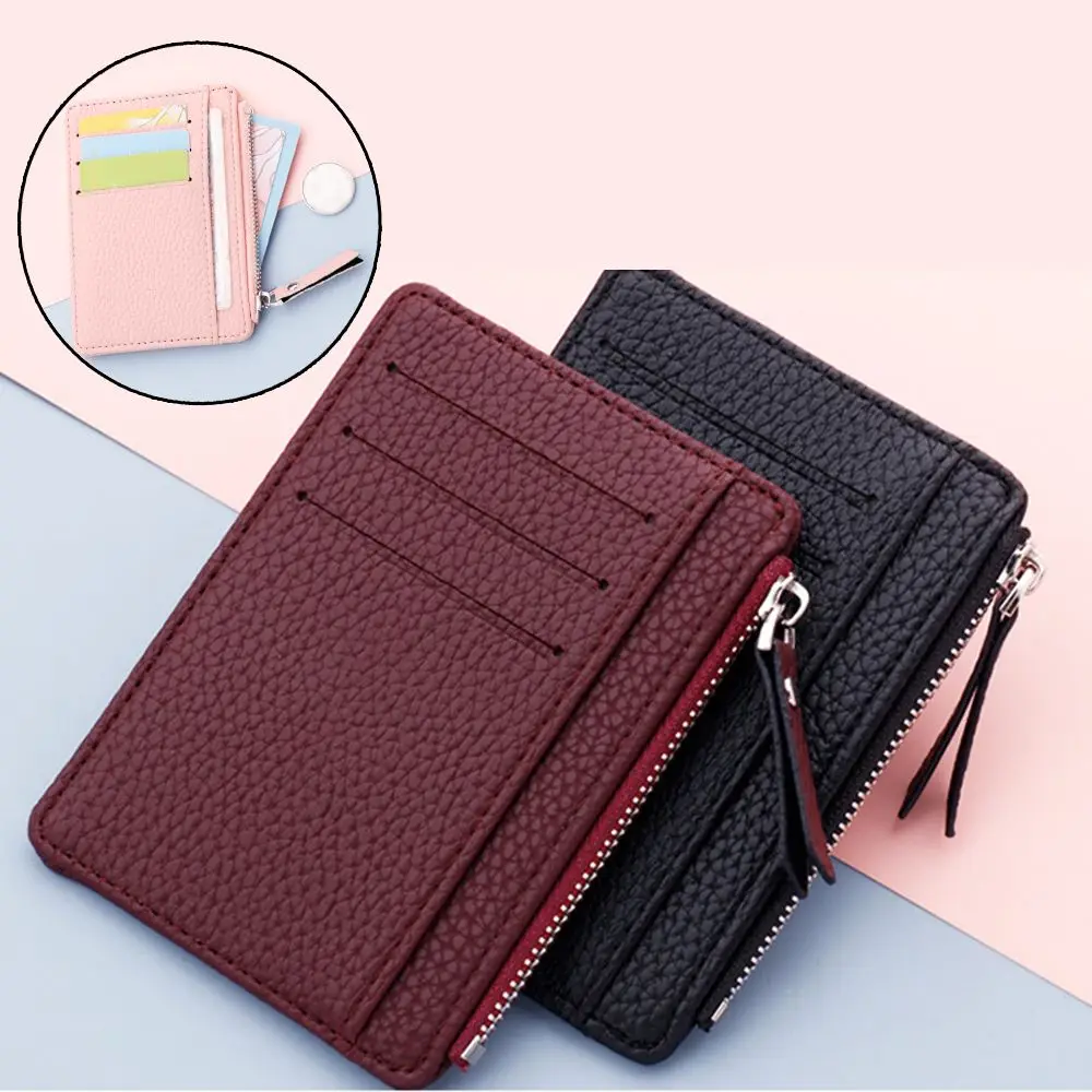 Multi-Card Bit Case Rits Pocket Pu Lederen Portemonnee Kaarthouder Portemonnee Voor Vrouwen