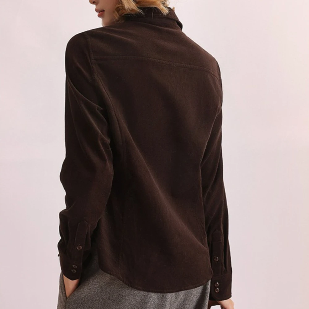 TWOTWINSTYLE Solid Spliced Knoppen Chic Shirt Vrouwelijke Revers Lange Mouw Losse Vintage Casual vrouwen Shirts Herfst Mode Nieuwe