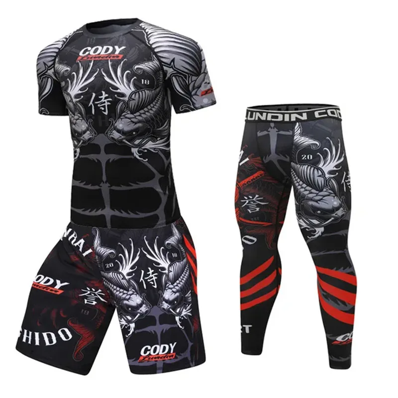 Men Boxing T shirt+Pants MMA Boxing Muay Thai Shorts kickboxing suit Boxeo Fitness Sport suits Jersey Jiu Jitsu T-shirt clothing