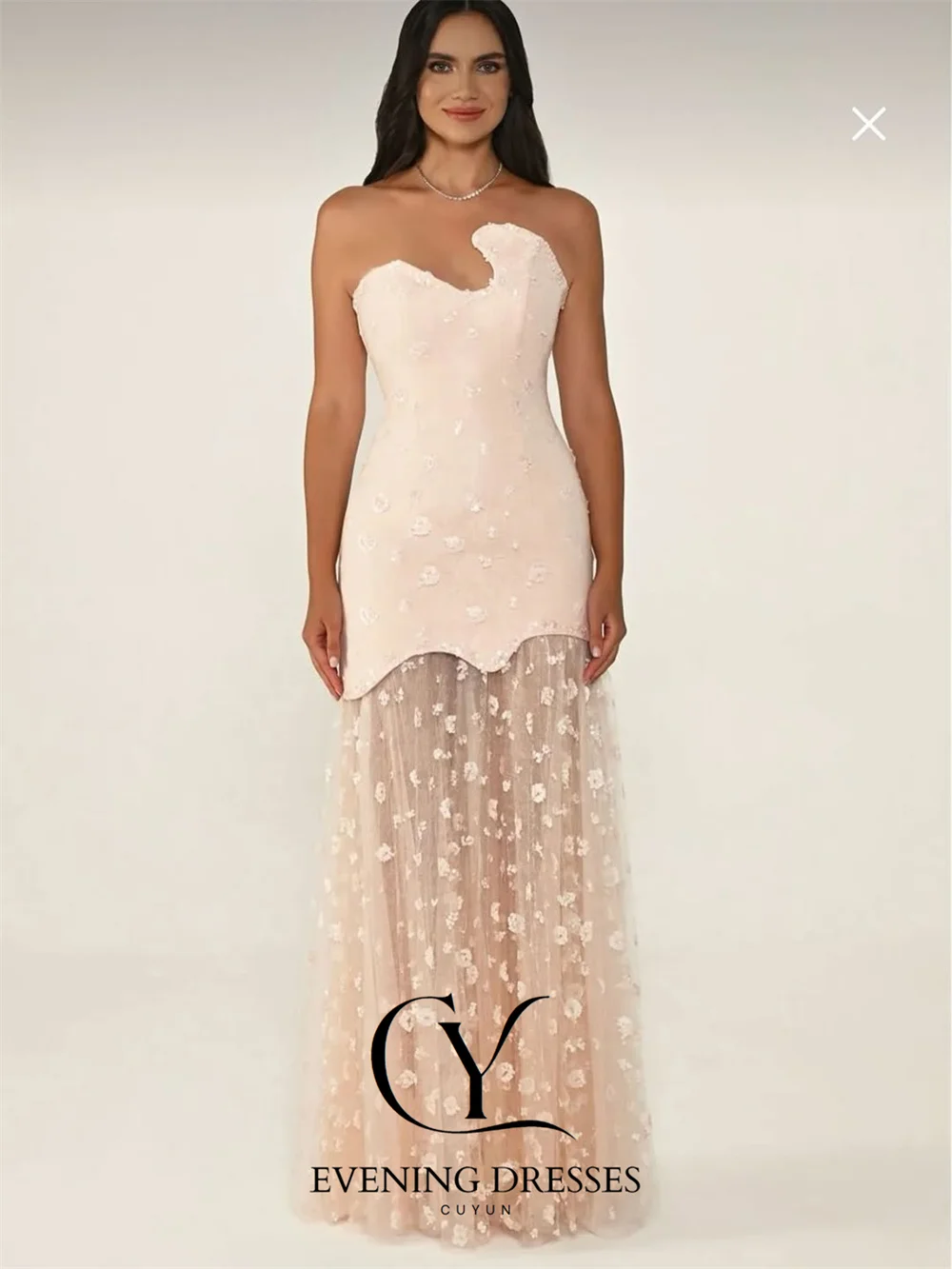 CUYUN 2025 高級レディースイブニングドレス 花柄レース カスタムメイド Aライン ストレスレス プロム パーティガウン 特別な機会に