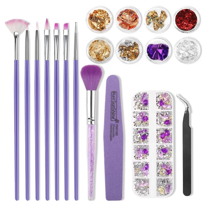 

Professional Nail Art Kit with Brushes, Care Tools, Dotting Tools & Foil for Salon & Home DIY