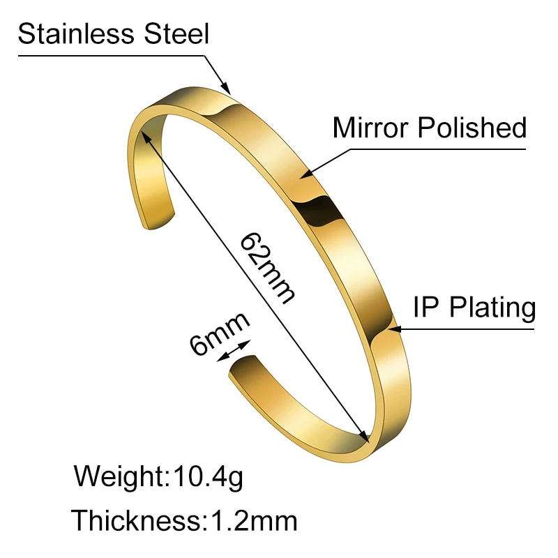 Custom Engrave Name Symbol Half Open Bangle Stainless Steel Personalized Letter Date Cuff Bracelets for Women Men Jewelry Gift