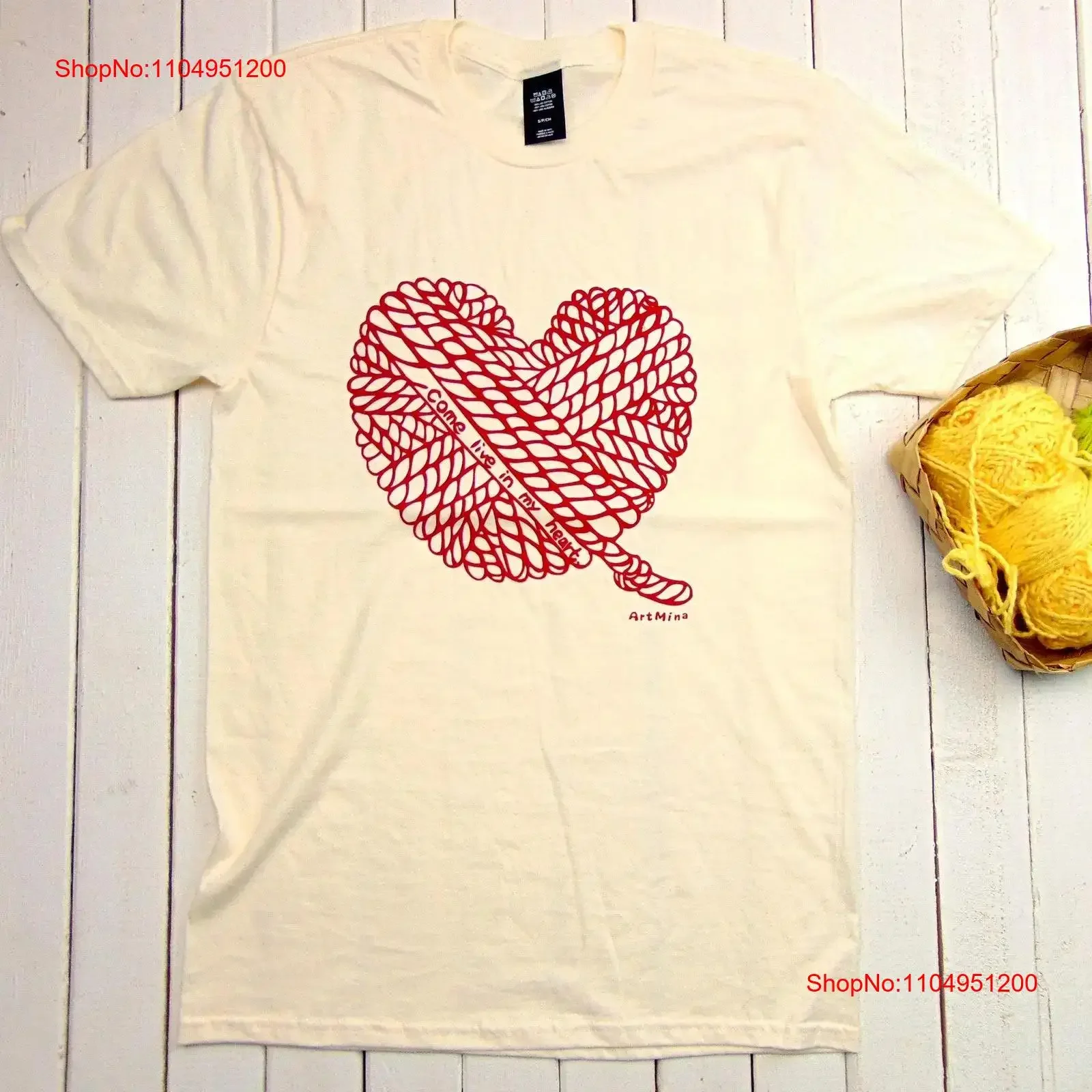 

Футболка Red Yarn Heart Knit 100 Cotton Soft Screen Crochet Lover Размер до 3XL Come Live in My vintage Washed Универсальный