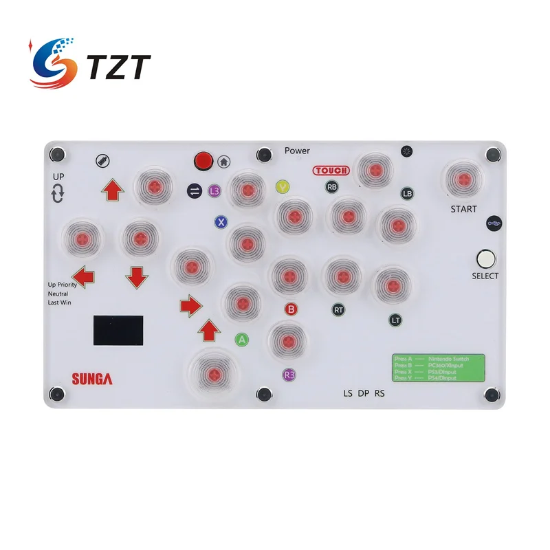 TZT SUNGA-جهاز تحكم صغير للأركيد مع شاشة ، عصا قتال ، ألعاب ، كمبيوتر شخصي ، PS4 ، 17-زر