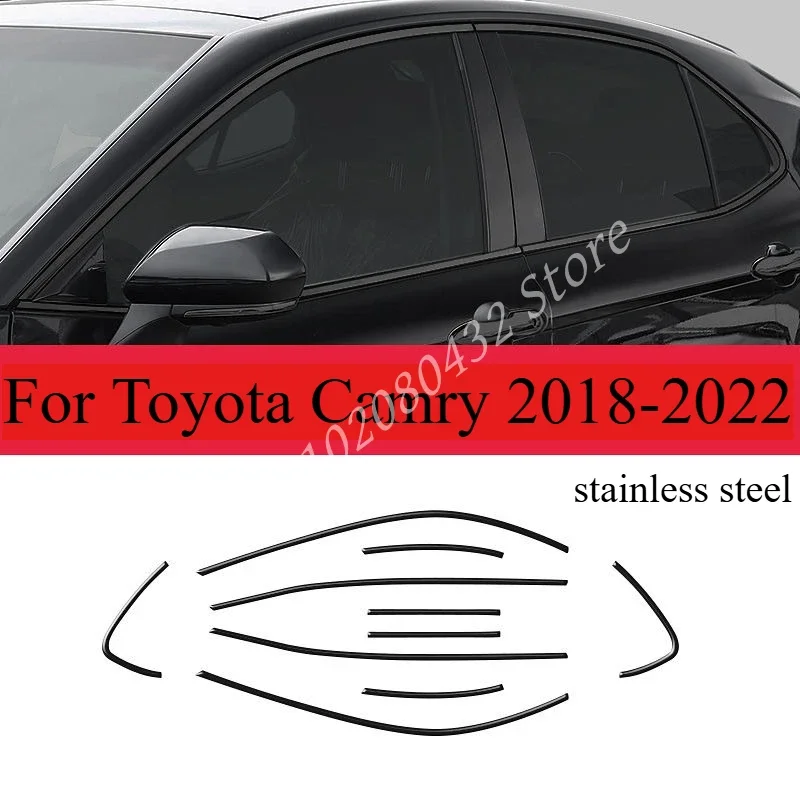 For Toyota Camry 2018-2022 Glossy Black Car Window Sill Trim Molding Strips Cover Trim Auto Styling Accessories