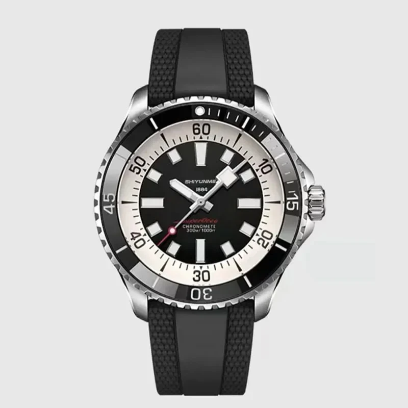 Jam Tangan Olahraga Mekanis Otomatis Pria Bezel Putar Baja Tahan Karat Jam Tangan Super Ocean World Time