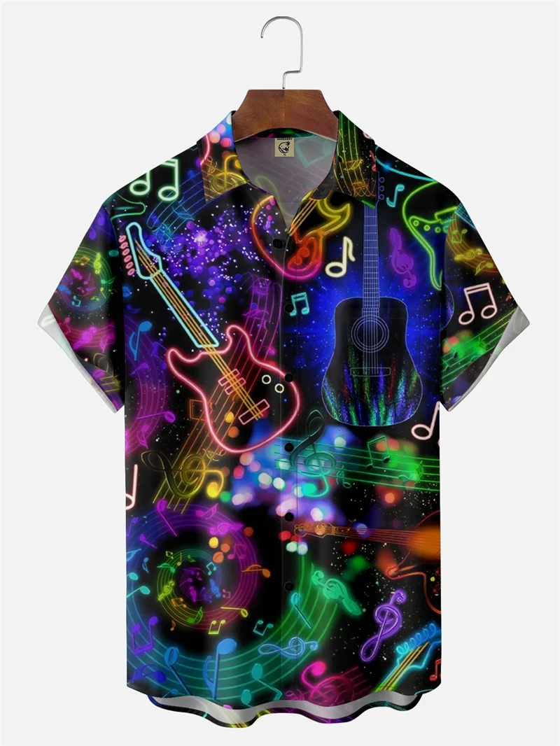 

Men's Music Note Printed Shirt Hawaiian Shirt Men Summer 3d Print Summer Casual Short Sleeve Shirt For Men Clothes Y2k Camisa