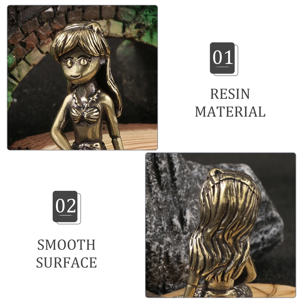 

Mermaid Decoration Brass Material Vivid Carving Design Home Room Decor Desktop Ornament Aquarium Craft Art Sculpture