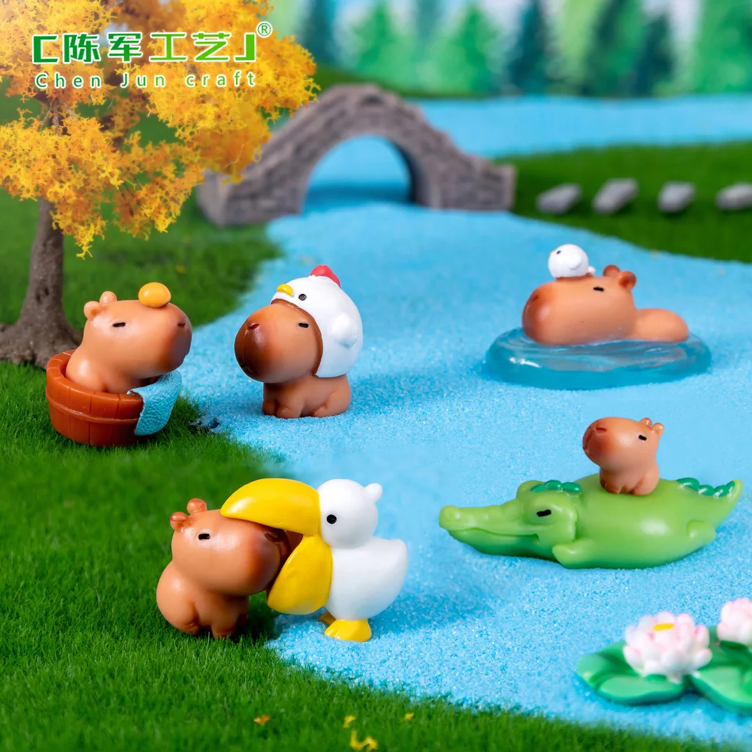 10pcs/Set Capybara Simulation Animals Model Mini Kapibare Action Figures Figurka Dekoracja domu Prezent dla dzieci