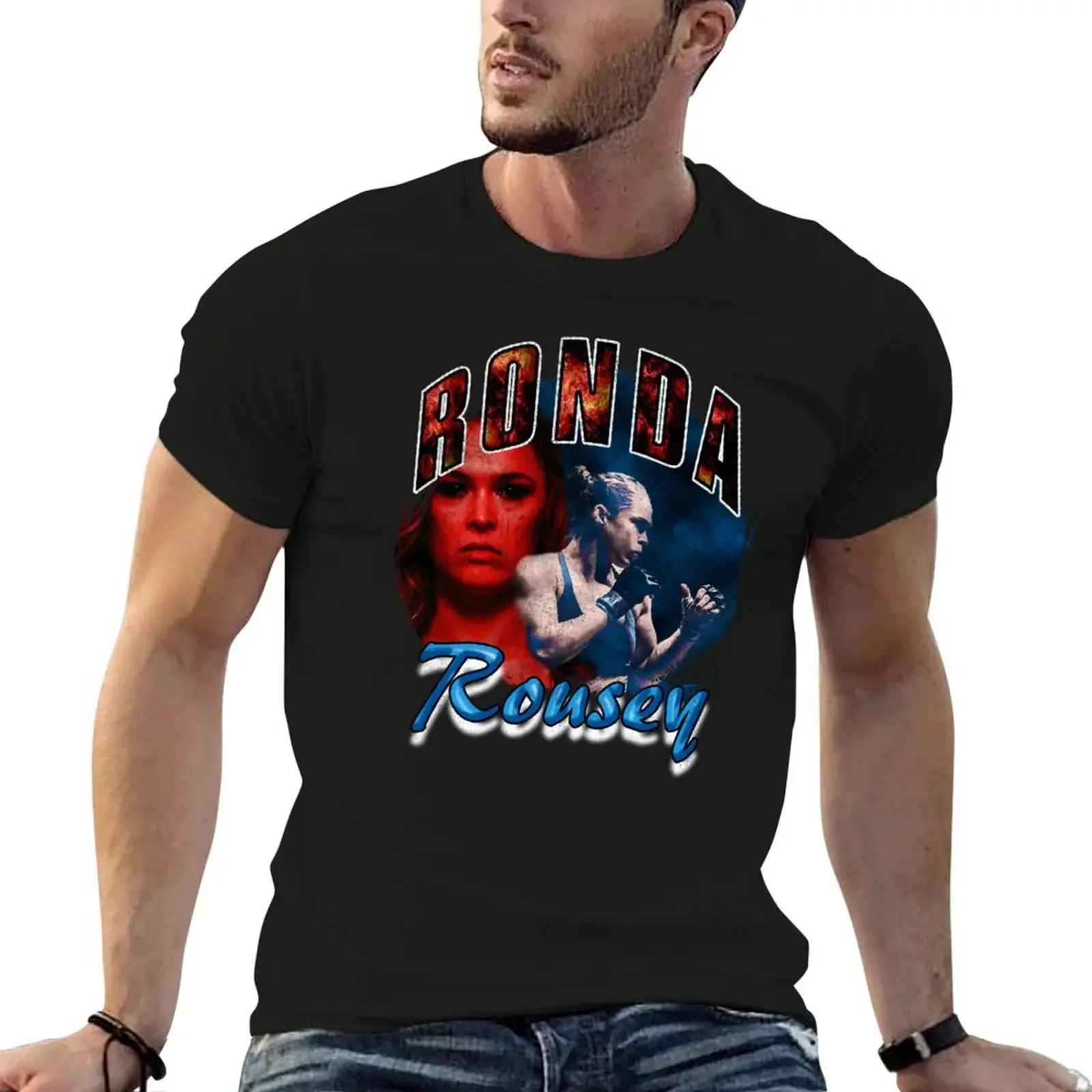 Ronda Rousey Vintage Rap Style (Rowdy Rousey) T-Shirt summer top vintage clothes mens champion t shirts