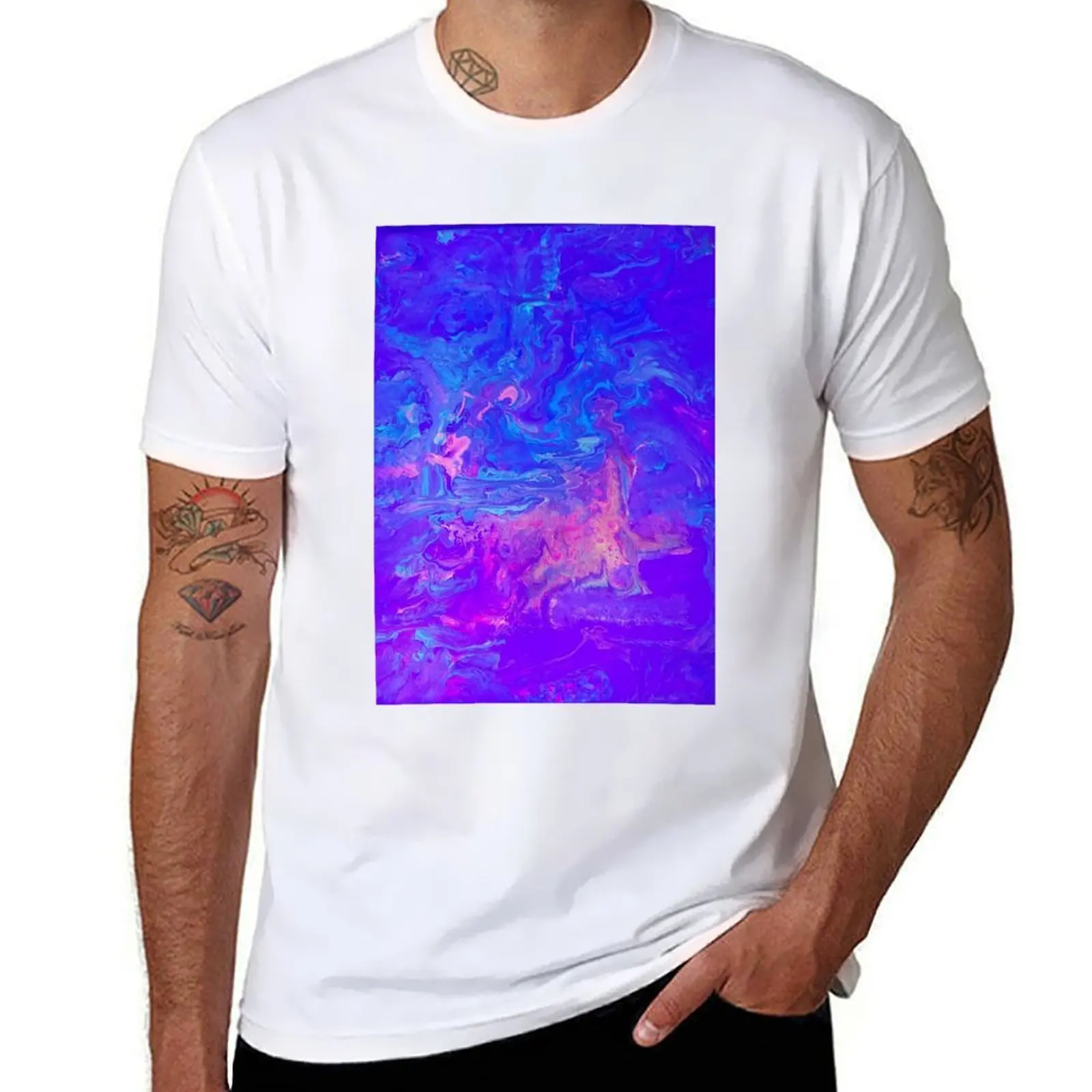 

Blacklight fluid painting T-Shirt cotton tshirt 100% man t shirt heavy cotton T-Shirt