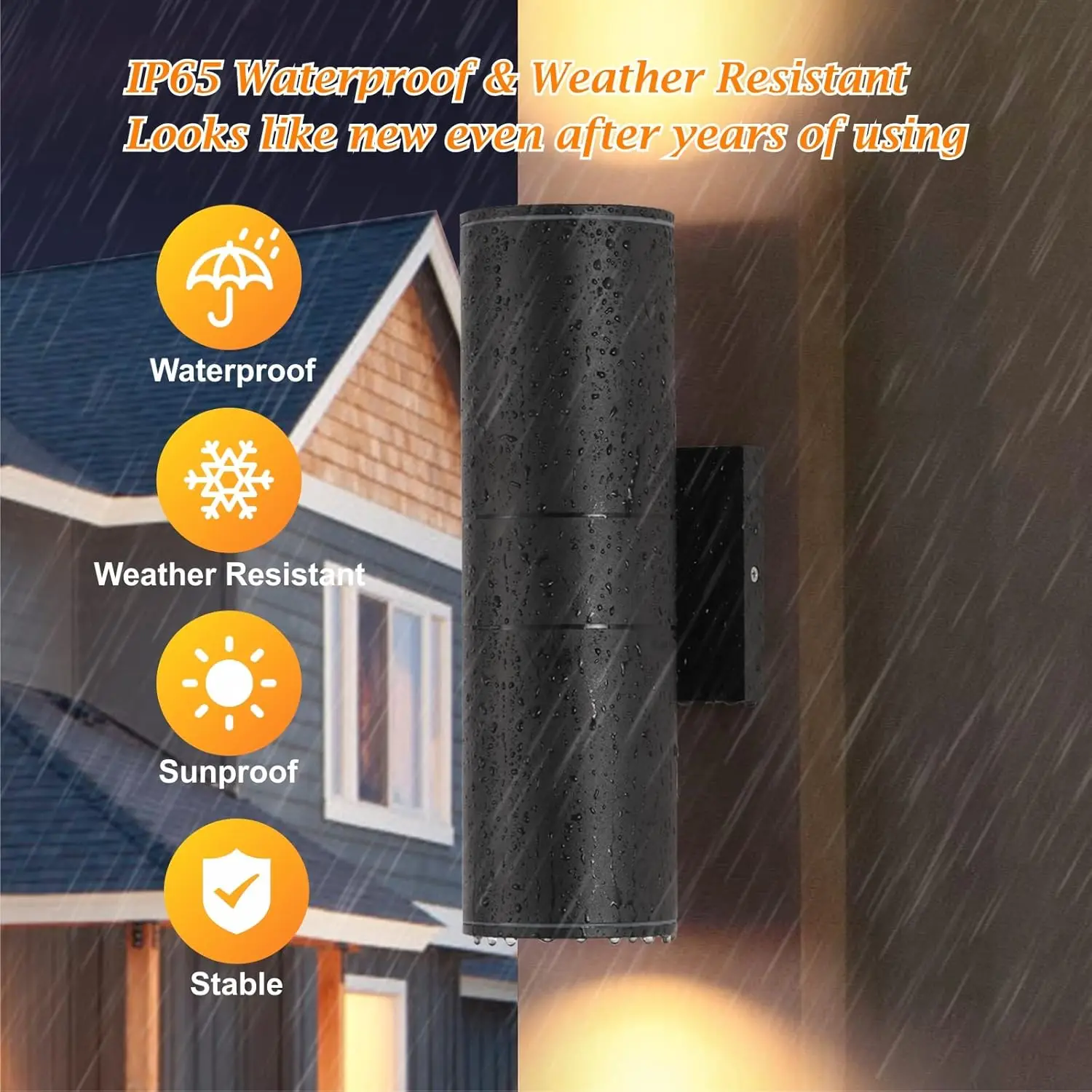 

Outdoor Wall Lights 2 Packs, Integrated LED Cylinder Up Down 12W Aluminum Light, Waterproof Exterior Light for Porch Patio Door