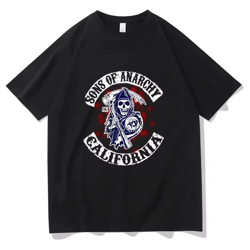 

SAMCRO Sons of Anarchy Print T-shirt Summer Short-sleeved Sweatshirt Hip-hop Streetwear Y2k Casual Cotton Unisex T-shirt