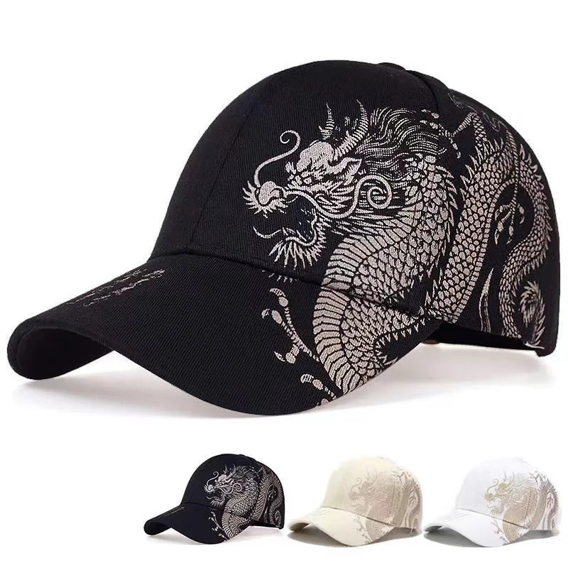 2024 New Unisex Golden Dragon Printing Snapback Baseball Caps Spring and Autumn Outdoor Adjustable Casual Hats Sunscreen Hat