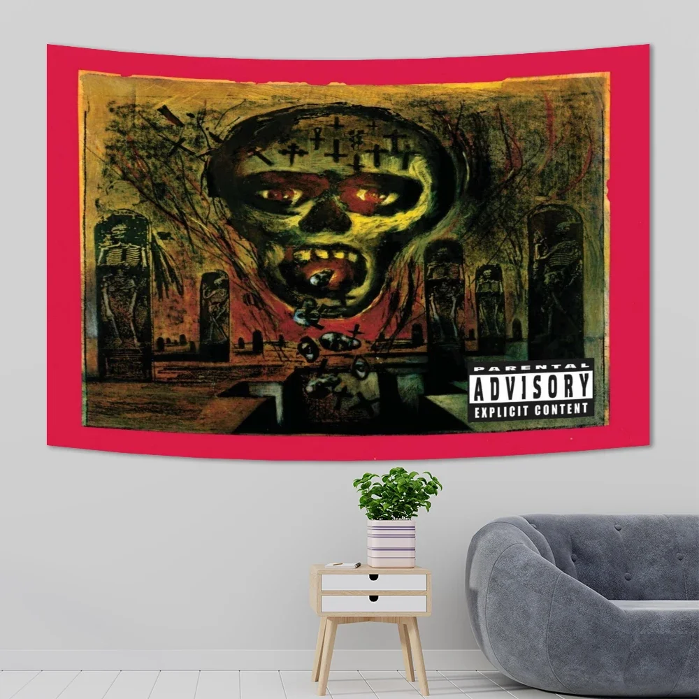 Slayer Album Covers South Of Heaven Tapestry Wall Hanging Heavy Metal Band Hippie Tapestries Room Decoration Aesthetic Home Flag