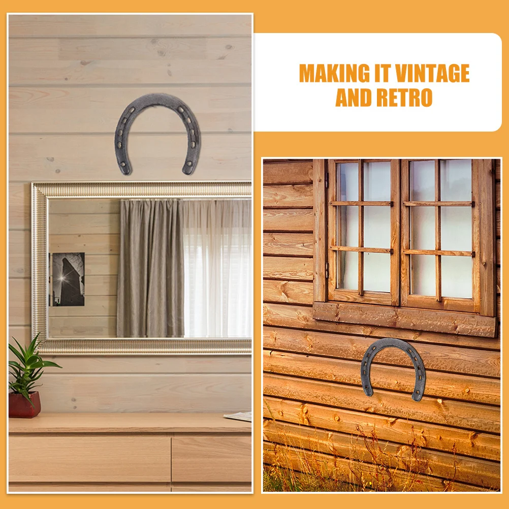 

6Pcs Metal Horseshoe Wall Art Cast Iron Decor Lightweight Hanging Sculpture for Home Garden Horseshoe Hanging Decor