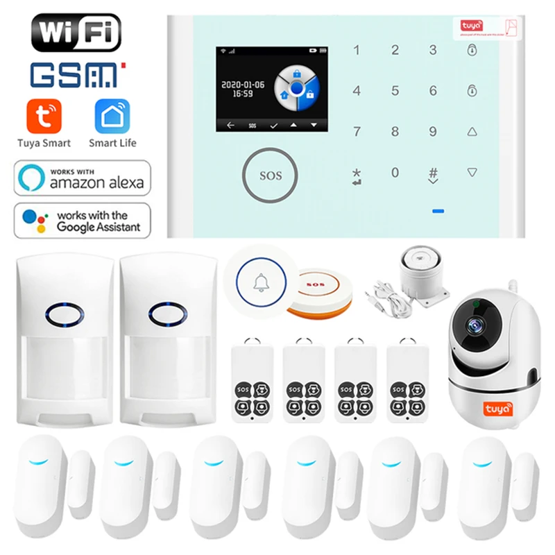 

Wireless Wifi GSM Home Security Alarm System Anti-theft Alarm Intrusion Home Anti-theft 433MHz For Tuya SmartLife APP Home Alarm