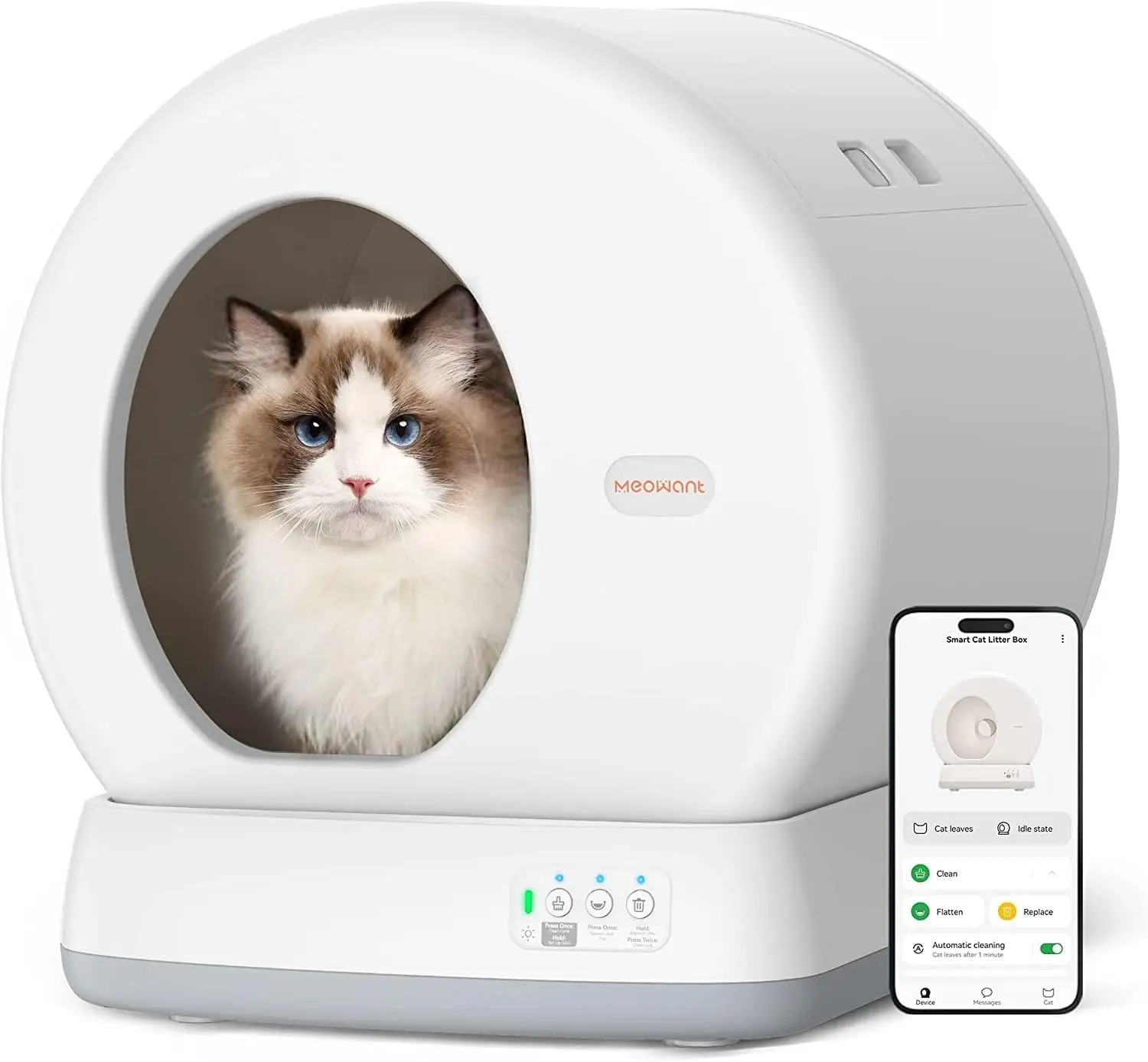 

Automatic Cat Litter Box for Multi Cats, Extra Large/Odor Removal/APP Control Smart Cat Litter Box with Mat & Liner