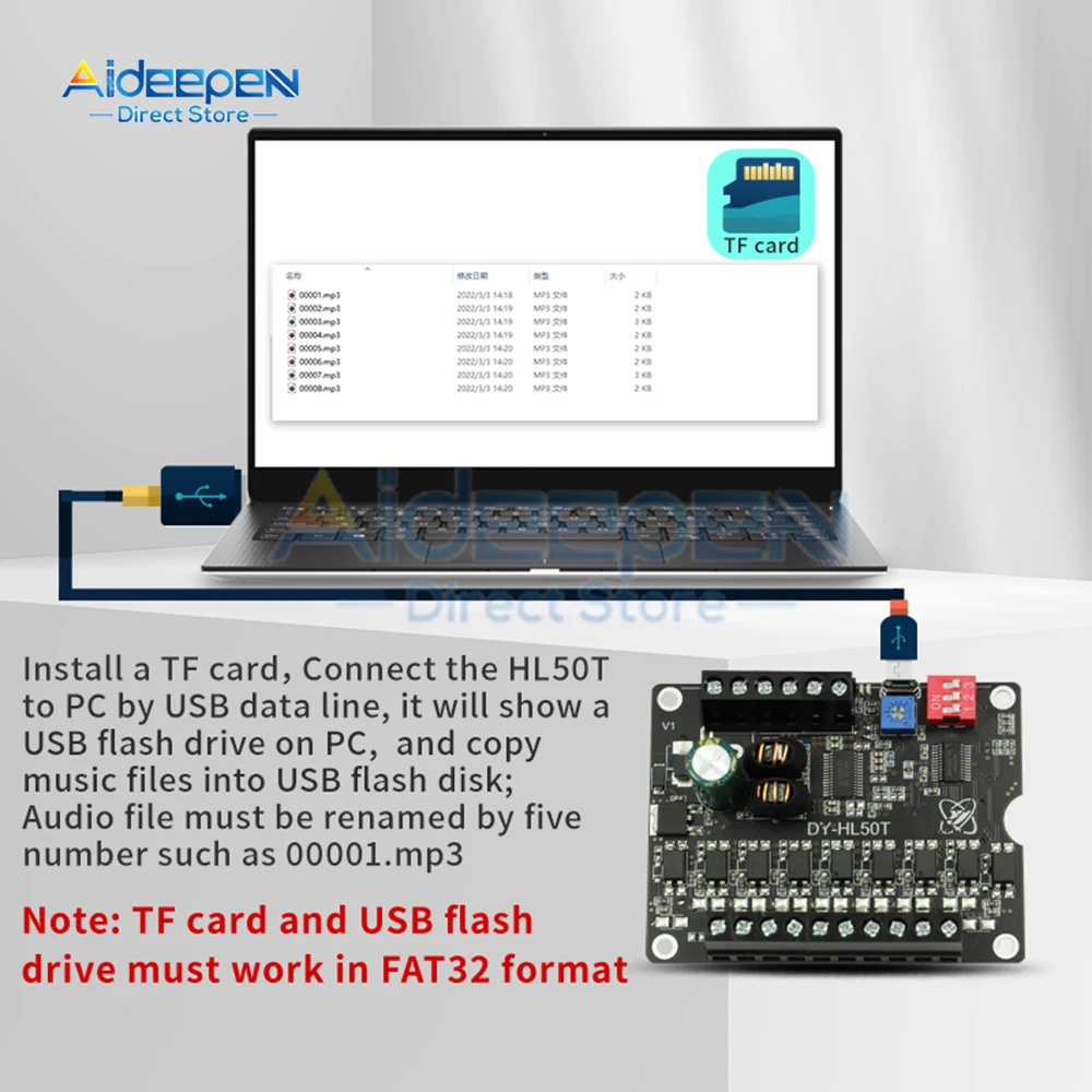Imagem -03 - Power Voice Broadcast Prompt Module Dc924v 60w Alto e Baixo Nível Gatilho One-to-one Mp3 Playback Suporte tf Card u Disk Mp3