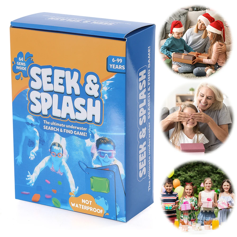 Pool Gem Hunt Diving Game Includes 64 Colorful Gems Underwater Seek and Find Gems Game Set Gifts for Boys Girls Camp Party Fun