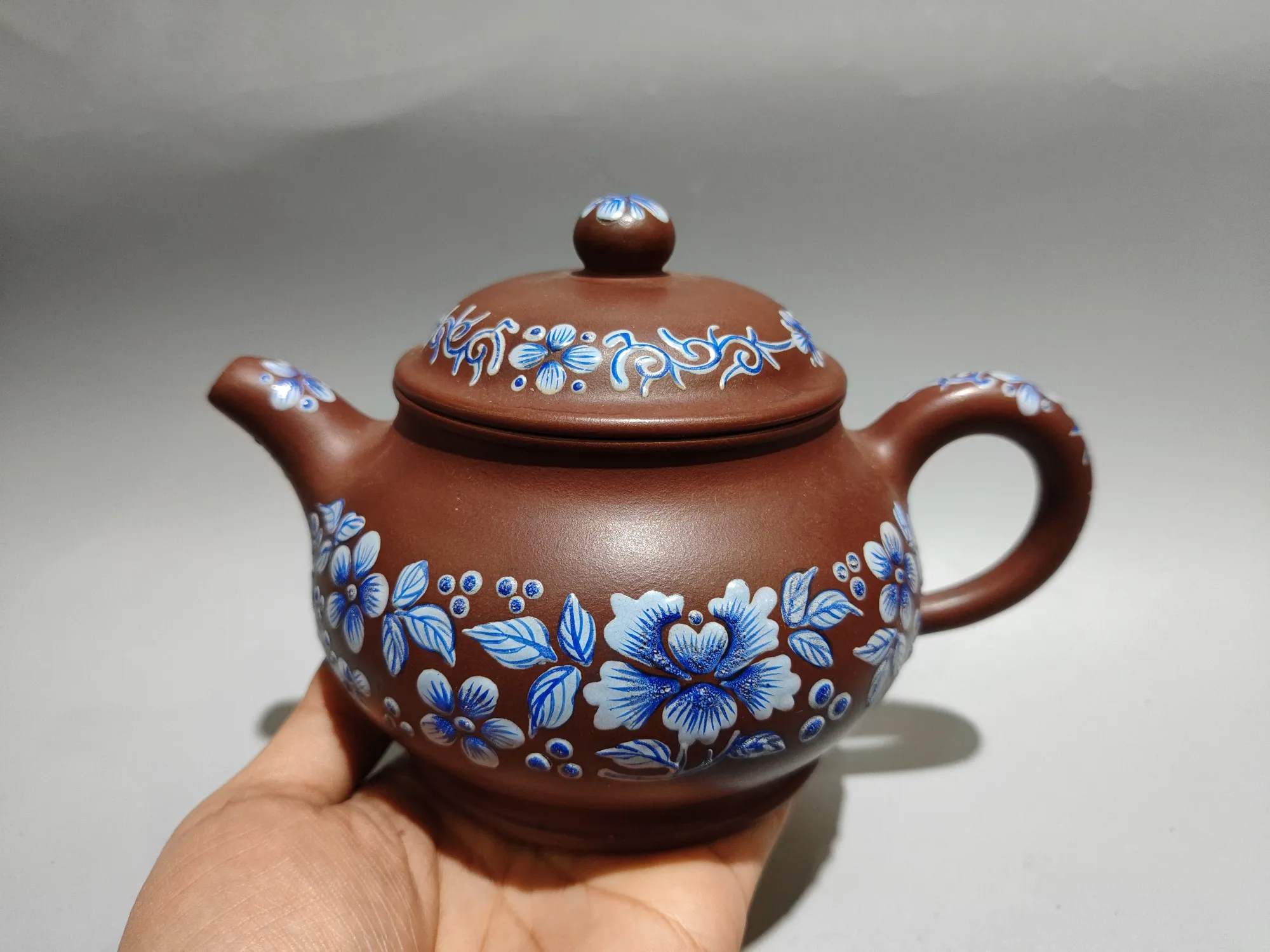 Purple Clay Pot engraving Poetry and Famous Quotes Big round pot Study Kettle Teapot Pot Tea Tea Charm Amass wealth Ornaments