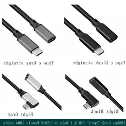 10Gbps Gen2 Type-C USB 3.1 Male To USB-C Female Extension Data 100W Charging Cable Extender Cord Reversible Design 20cm 1m 2m 5m