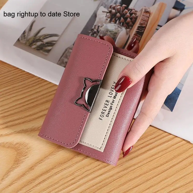 Stylish Color Block Coin Wallet for Women Soft Pu Leather Short Wallet Large Bill Clip and Card Slots Leisure and Commuting