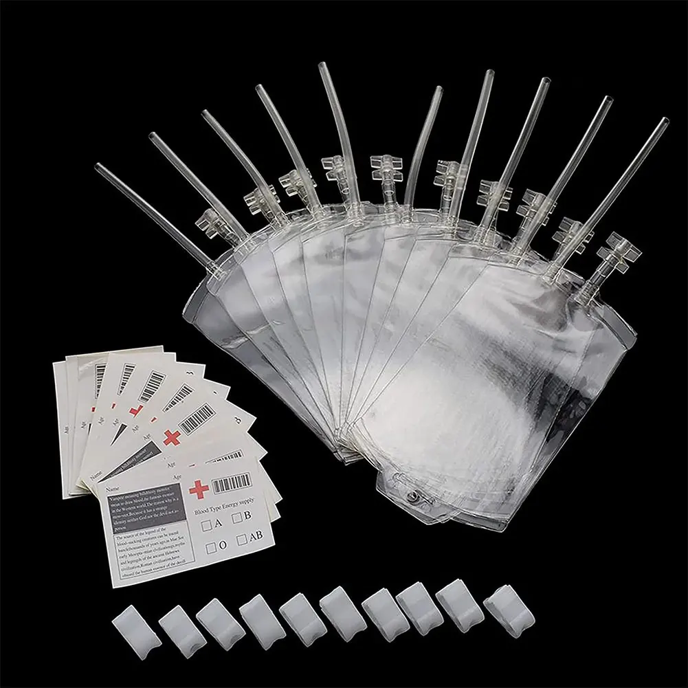 Sacs de sang d'halloween 350ML, 60 à 10 pièces, sacs de boissons énergétiques, sacs de sang IV, sac de boisson de jus d'alcool, accessoires de décoration de Cosplay de Vampire