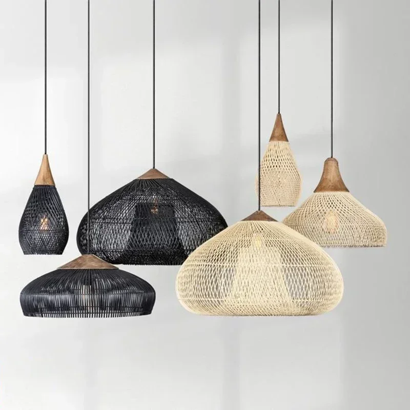 

Hight Quality Dining Room Restaurant Kitchen Light Southeast Asian Rattan Lamps Handmade Pendant Lights Fixtures Loft Luminaries