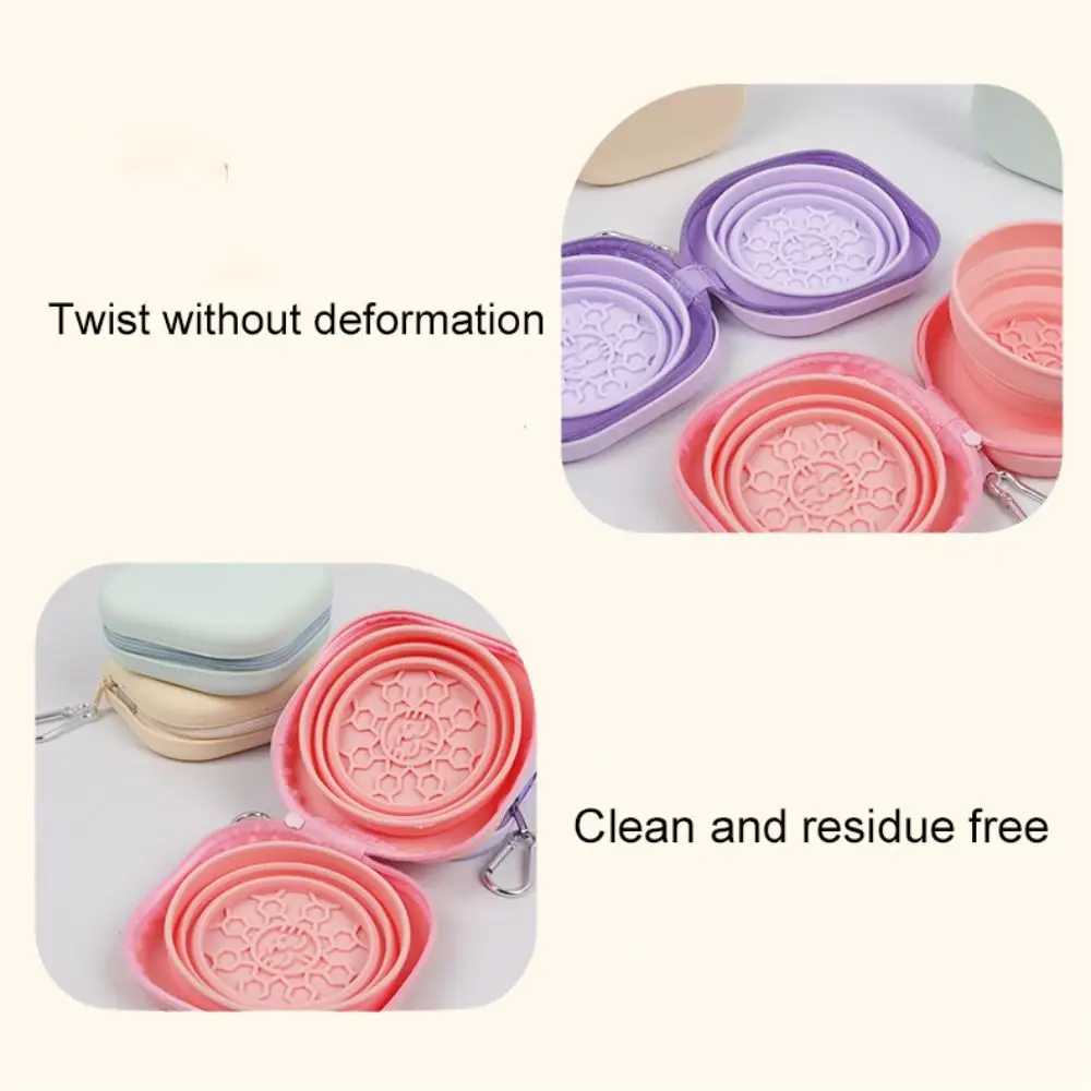 

Portable Cat Silicone Folding Bowl Collapsible with Zipper Dog Water Food Bowl Integrated Type Cat Double Bowl Outdoor