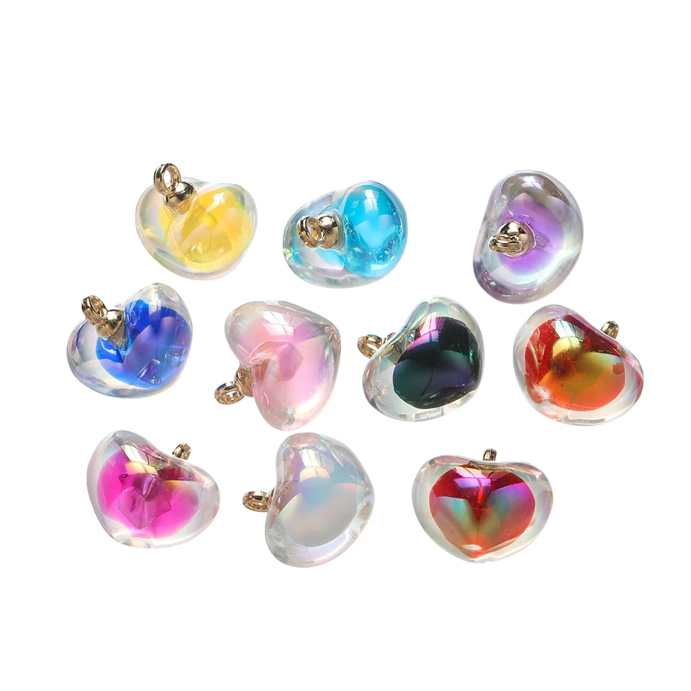 10pcs/lot Colorful Love Heart Acrylic Charms 18x19mm Heart Pendant Ornaments Handmade Earring For DIY Jewelry Making Finding