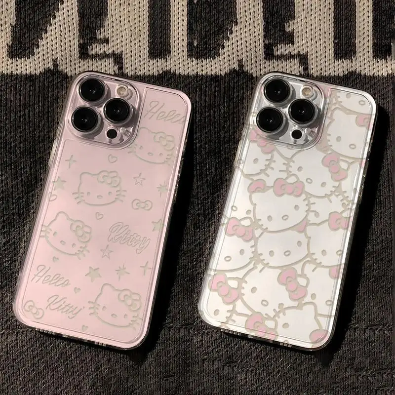 Original Pink Hello Kitty Phone Case For Samsung S24 S23 S22 S21 S20 S10 FE Note 20 10 Plus Ultra Lite 5G Clear Soft TPU Cover