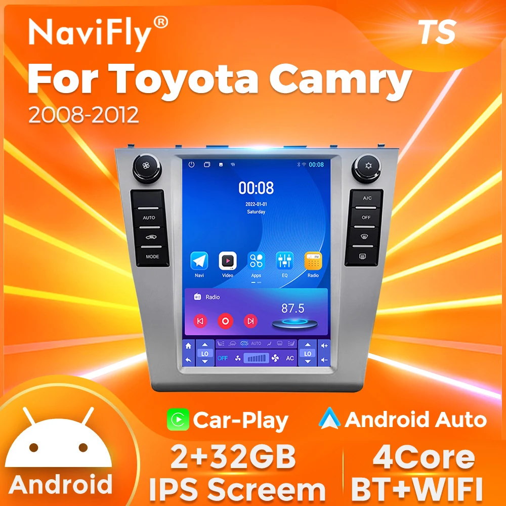 Navifly 9.7\'\' Tesla style Android Auto Carplay For Toyota Camry 6 XV 40 50 2006 - 2011 GPS Car Radio Multimedia Player BT Stereo