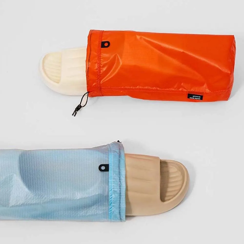 Silicon Coated Nylon Slippers Storage Bag Solid Color Dust-proof Drawstring Shoes Bag Bundle Pocket M/L