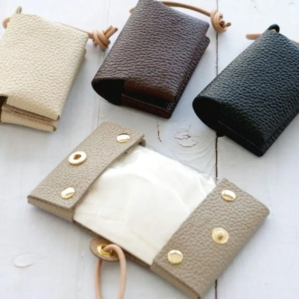 Small Faux Leather Tissue Holder Compact Minimal Travel Pouch Portable Reusable Hanging Bag Pendant Outdoor