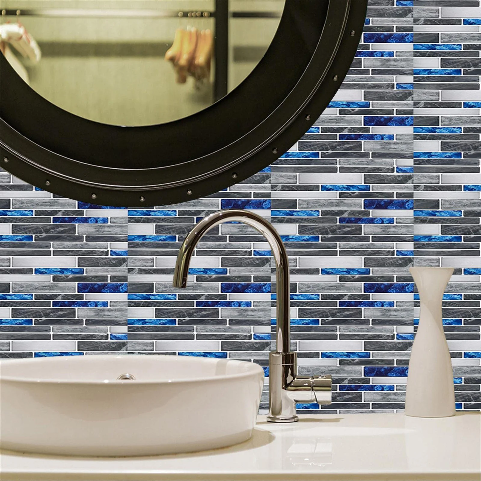 10pcs 3D Texture Wall for tile Stickers Self Brick Pattern Kitchen Bathroom Backsplash Wall-paper For Apartment Decor